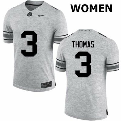 NCAA Ohio State Buckeyes Women's #3 Michael Thomas Gray Nike Football College Jersey BYD5345GH